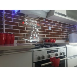 İsimli Mutfak Aynası Dekoru Kırmızı Kalpli Silver (Gümüş) 26 Parça